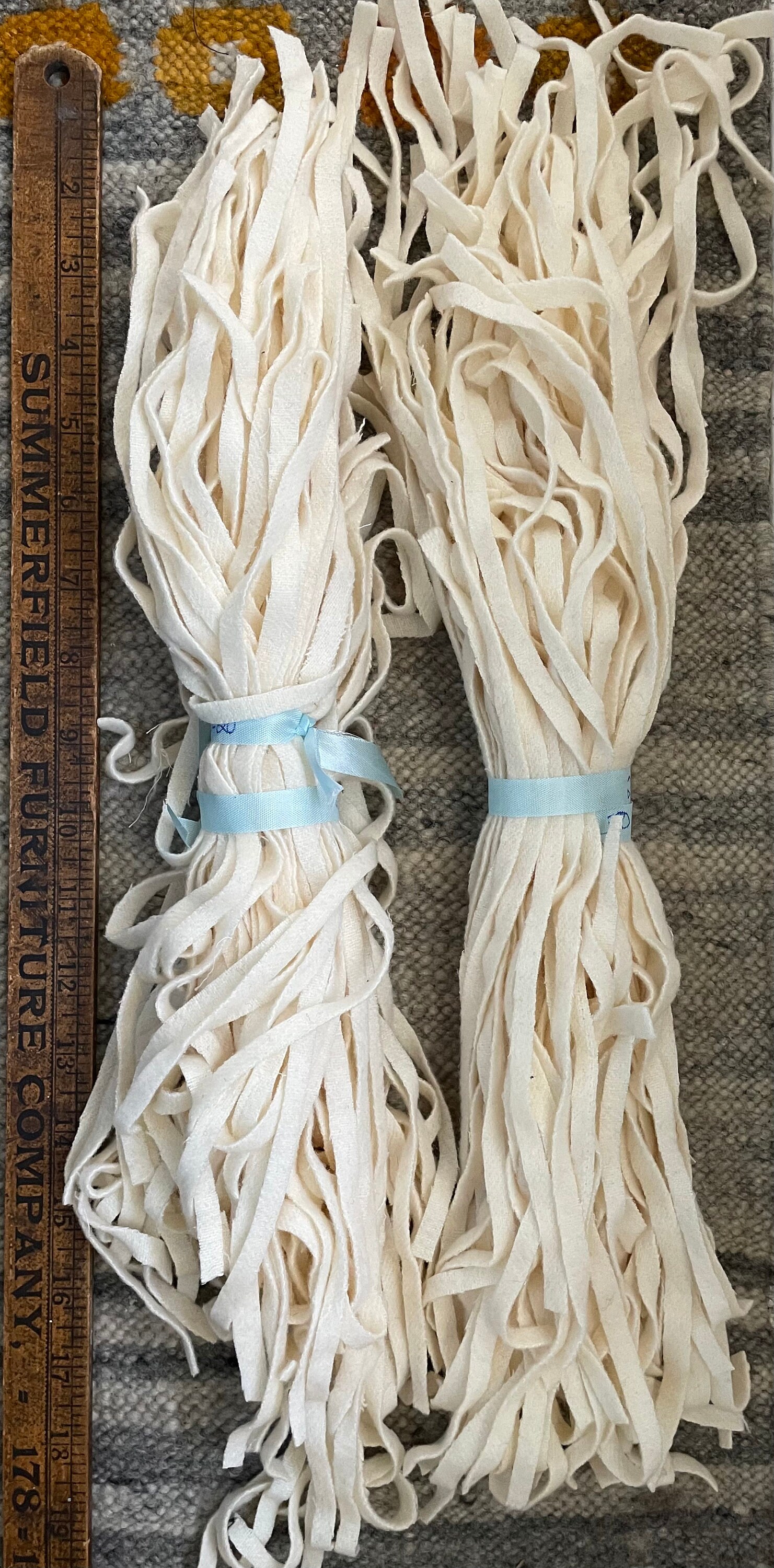 75 8 long almost white wool cutter rug hooking strips Etsy