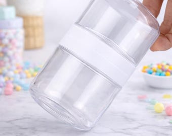 Double-Sided Plastic Jars, Airtight Containers for Slime, Playdough, candy, Party Favors, DIY Supplies