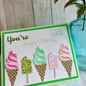 Cartão de aniversário, cartão de aniversário divertido, cartão de casquinha de sorvete, cartão de aniversário de sorvete, aniversário, feliz aniversário, comemorar