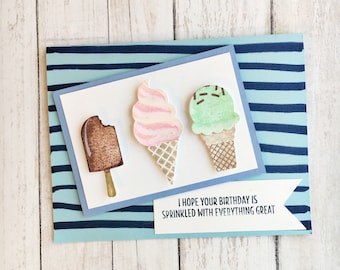 Handmade Ice Cream Cone Birthday Card: Dimensional Design