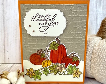 Thanksgiving Cards, Holiday Card, Handmade Thanksgiving Card, Pumpkin Card,  Autumn Pumpkins, Harvest,Cute fall cards