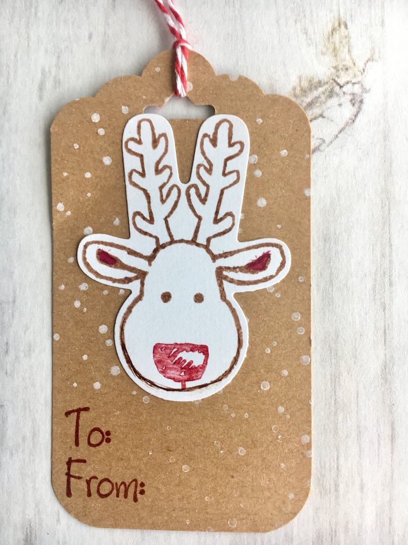 Reindeer Eskimo Rustic Gift Tags Handmade Gingerbread Men Christmas Tags Set of 6 Gift Tags