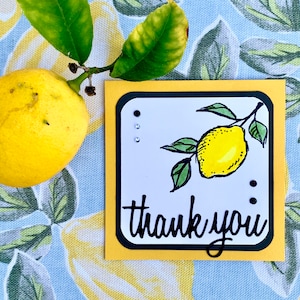 Lemon Thank You Card: Handmade Blank Greeting Card (4x4)