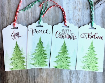 Set of 4 Tags,Christmas Gift Tags, Xmas Gift Tags, Tags, Rustic Gift Tags, To and From Tags, Handmade