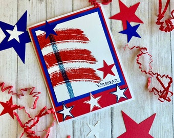 4th of July, Fireworks, Celebrations,Patriotic Cards, Independent Day card,  Celebrate card, Blank Cards,Red White Blue, Stars.