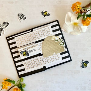 Bee&#39;s, Greeting cards, Friendship, Blank Cards, thinking of you, handmade cards, honeycomb , 3 fold cards