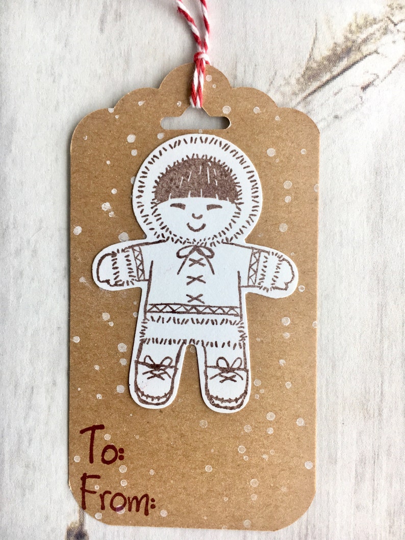 Reindeer Eskimo Rustic Gift Tags Handmade Gingerbread Men Christmas Tags Set of 6 Gift Tags