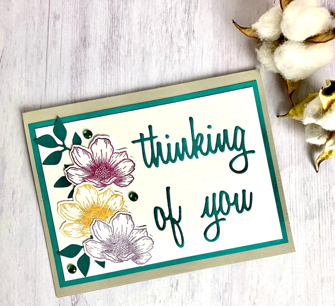 Handmade Thinking of You Floral Greeting Card - Etsy