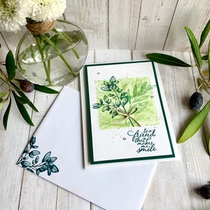 Olives, Fougères, cartes d'amitié, verdure, Fait main, cartes, Fougère éternelle, Cartes vertes et blanches