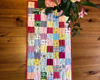 Handmade, fun, colorful small table runner