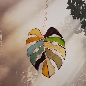 Pflanzenliebhaber Kunst Glasmalerei Monstera Blatt