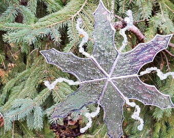 stained glass hanging snowflake ornament