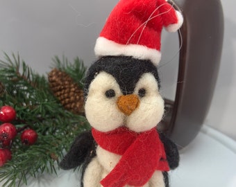 Aguja fieltro ornamento penguin