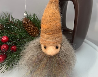Needle felted ornament gnome