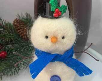 Needle felted ornament snowman