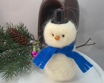 Needle felted ornament snowman