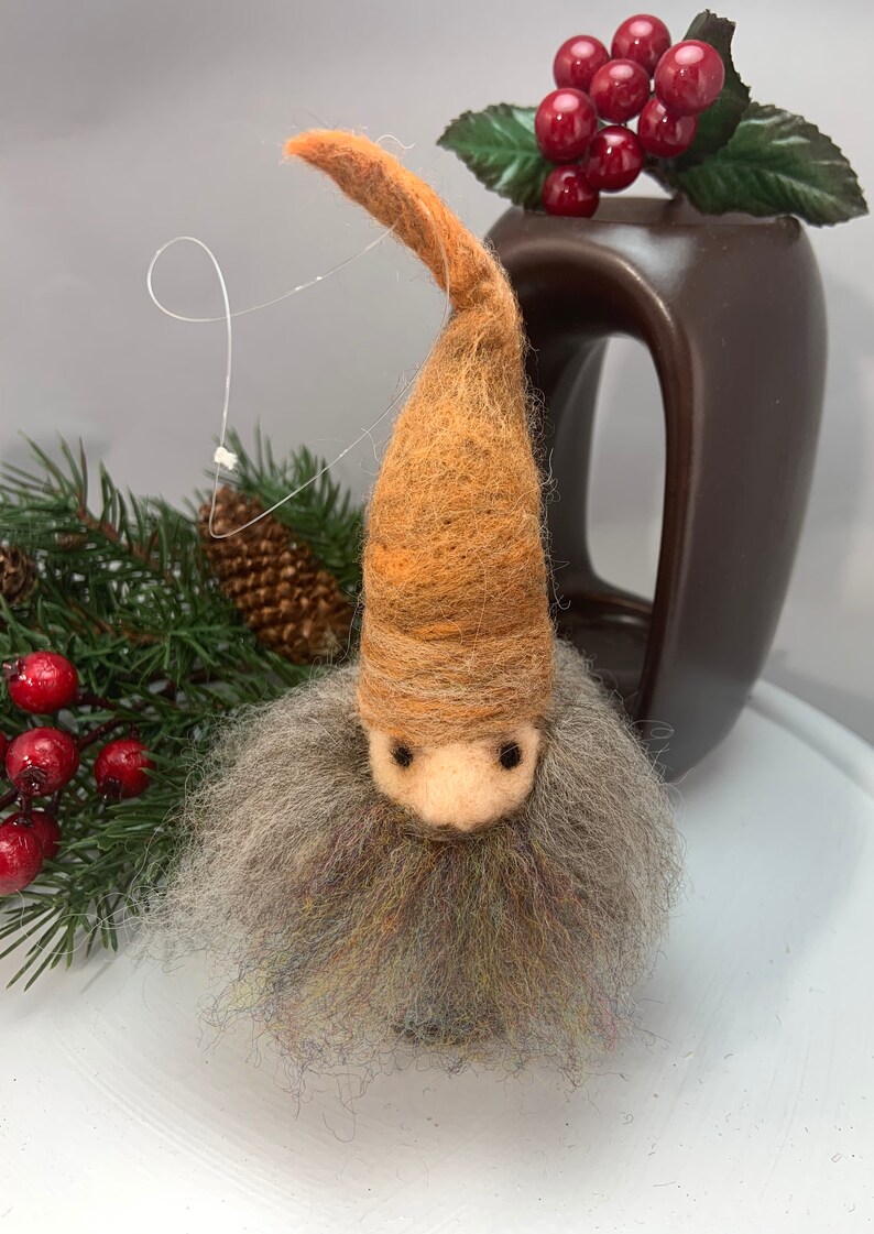 Needle felted ornament gnome