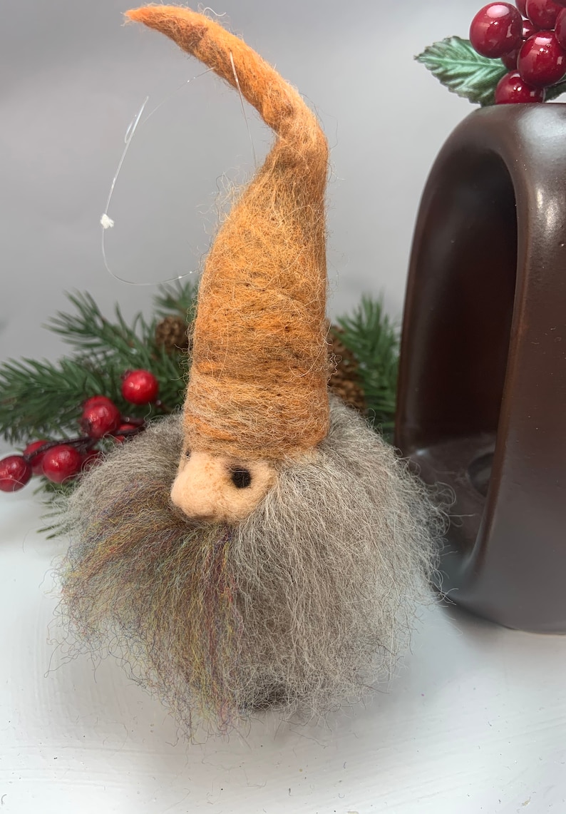 Needle felted ornament gnome