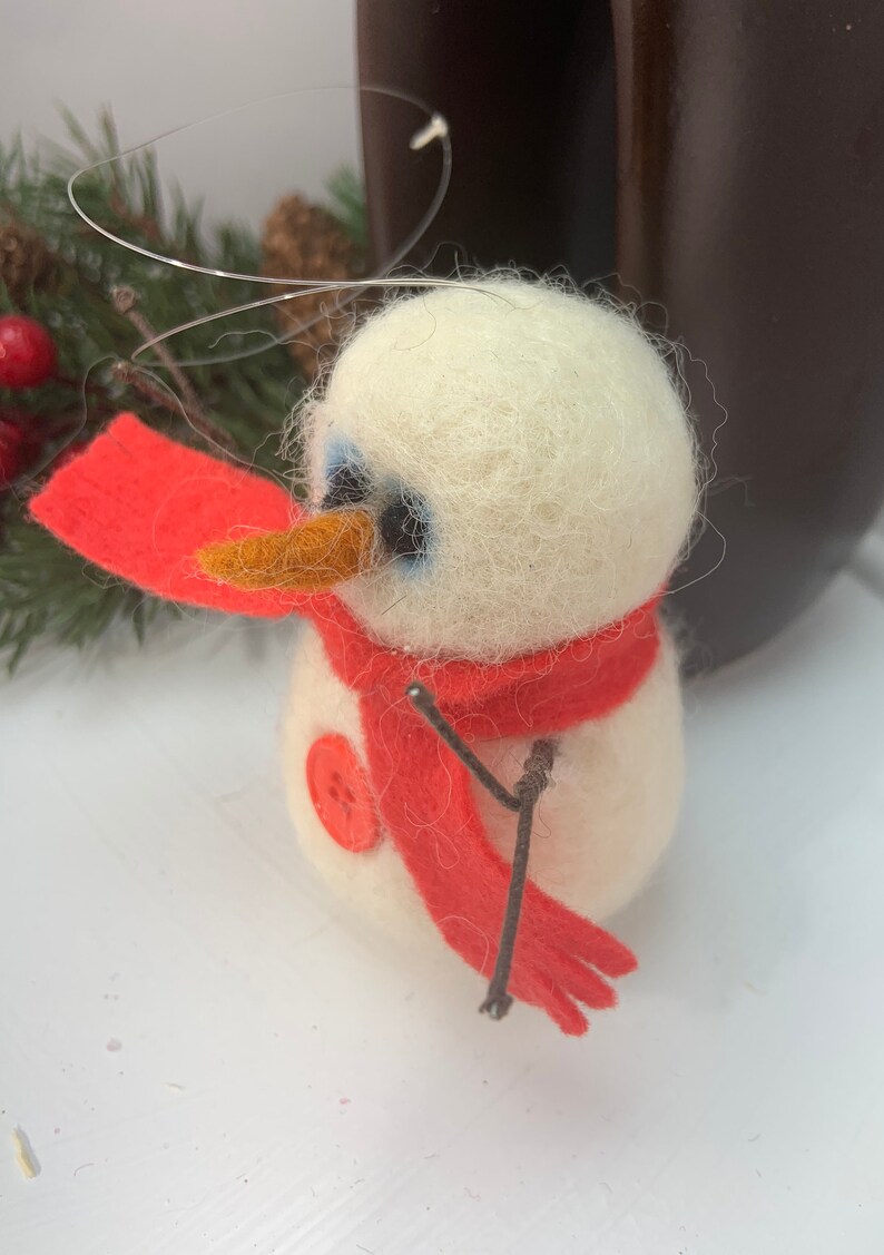 Needle Felted Ornament Snowman Etsy