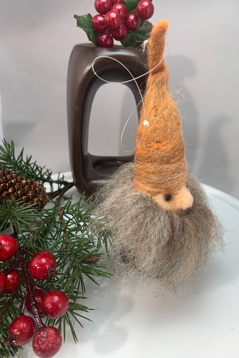 Needle felted ornament gnome