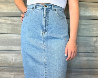 mid length women's denim skirts