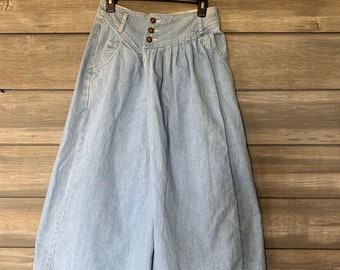 Vintage Jean Denim Skirt | Pants with Skirt Overlay | Vintage jean skirt | Western long skirt | Clothing Thrifted | Western Jean Skirt