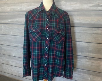 Vintage Western Shirt Pearl Snap Up Shirt | Size L Pine Grove Men's  Cowboy Shirt | Long Sleeve Rancher | Flannel Work Clothes | Vintage