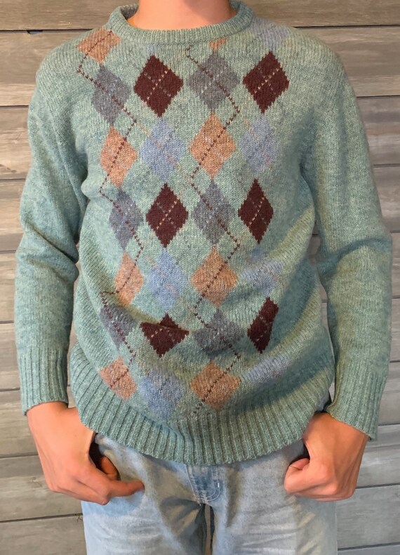 Vintage Argyle Sweater | Wool Pull Over Long Sleev