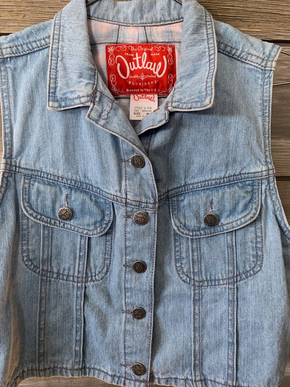 Vintage Kids Jean Vest | Outlaw Kids Jean Vest | … - image 3