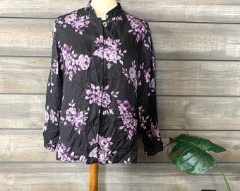 Vintage Laura Ashley 80's Silk Floral Blouse | Long Sleeve | Vintage Clothing | Floral Vintage Top | Clothing Thrifted | Vintage Blouse