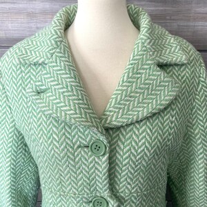 Vintage Wool Coat KC Collections Vintage Clothing Mod Jacket Long Peacoat Wool Coat Green Winter Coat Vintage Coat Lined image 4