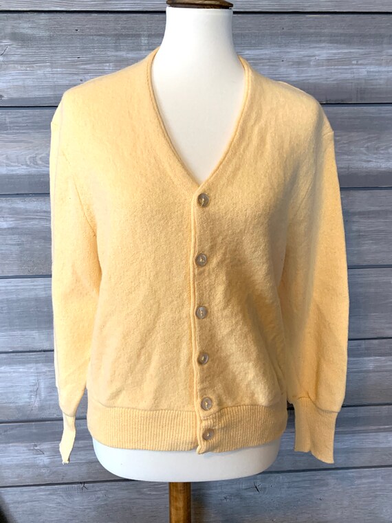 yellow button up cardigan