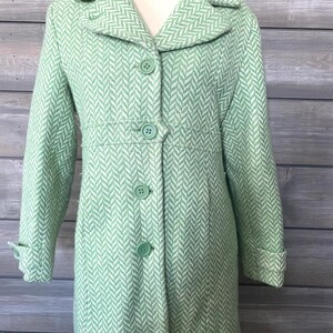 Vintage Wool Coat KC Collections Vintage Clothing Mod Jacket Long Peacoat Wool Coat Green Winter Coat Vintage Coat Lined image 2