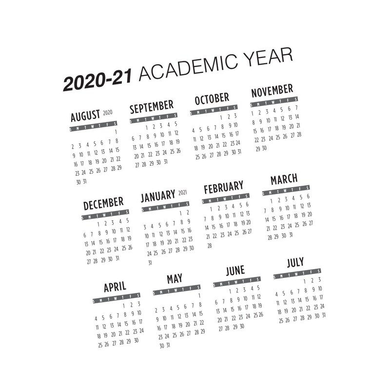 2020 21 Academic Calendar For Commercial Use Neutral Black Etsy
