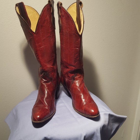 Red Eel skin Justin Womens Boots