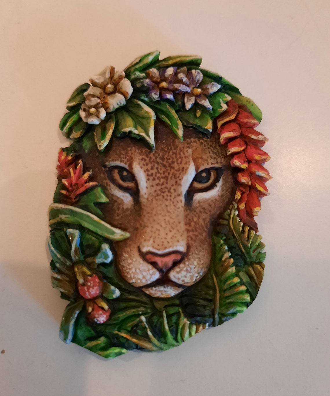 puma with flowers