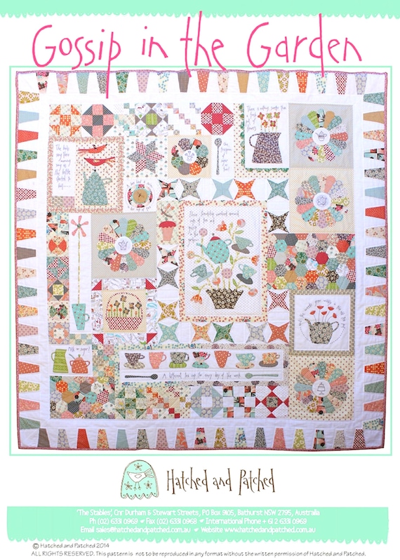 Gossip in the Garden *Folk Art Applique and Hand-Embroidery Quilt  - Sewing Pattern* From: Hatched and Patched