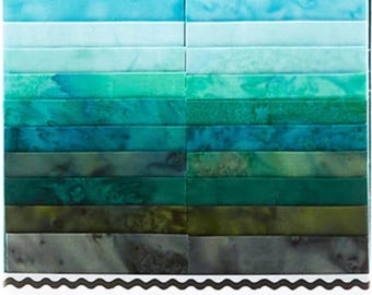 Tantalizing Teal - Batik Strips *  2.5in x 43/44" * 42 Pieces* From: Island Batik