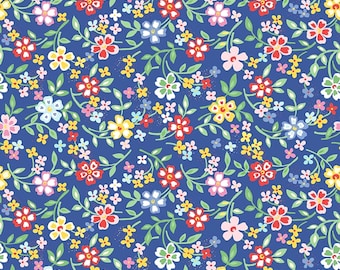 Wide Back "Always in Season -Blooming Bright Blue"  *3 Yard Cut*  By: American Jane for Riley Blake Designs WB15111