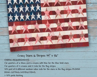 Crazy Stars & Stripes *Crazy Piecing and Pieced Quilt Pattern*   By: Janet Rae Nesbitt - One Sister