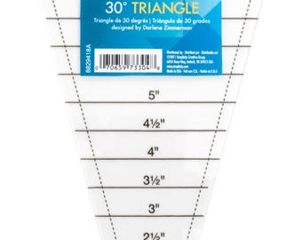 30 Degree Triangle Ruler * 9in Acrylic * By Darlene Zimmerman From: Simpli-EZ Quilting