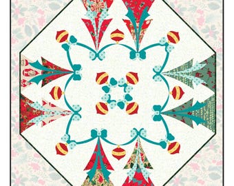 Vintage Holiday *Holiday Decor Table Topper or Tree Skirt Pattern -  Fusible Applique* By: Jenice Belling of Quilted Garden Designs