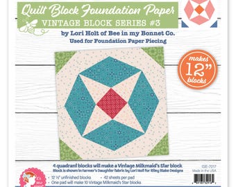 Vintage Milkmaid's Star *12 inch* Foundation Paper (Vintage Block Series #3) By: Lori Holt  For It's Sew Emma  ISE-7017