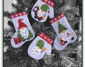 Christmas Gnomes Felt Ornament Kit  *Felt, Floss, Notions + Pattern* By: Rachel's of Greenfield  K0922