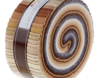 Kona Cotton Solids - Neutral Palette *Jelly Roll - 41 Pieces* From: Kaufman Studios