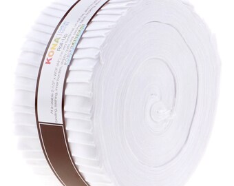 Kona Cotton Solids - White Colorstory *Jelly Roll - 40 Pieces* From: Robert Kaufman Fabrics