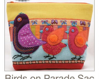Birds on Parade Sac *Small Bag Pattern for Wool, Hand Stitching & Embroidery* By: Sue Spargo