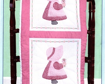 Sunbonnet Girl  18 Inch Quilt Blocks  *Stamped for Cross Stitch & Embroidery* From: Jack Dempsey Needle Art