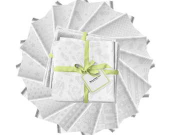 Star Spangled Whites   *Fat Quarter Bundle - 16 Pieces*  By Benartex / Kanvas