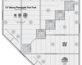 12in Skinny Pineapple Trim Tool * Quilt Ruler *Acrylic Template/Ruler*   By: Jean Ann Wright - Creative Grids